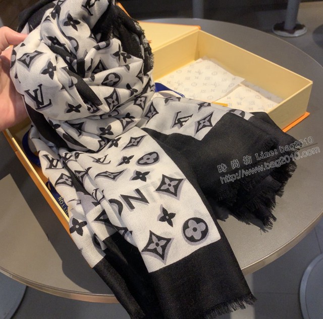 Louis Vuitton專櫃立體手袋印花羊絨長巾 路易威登2021新款包袋圖案圍巾披肩  mmj1584